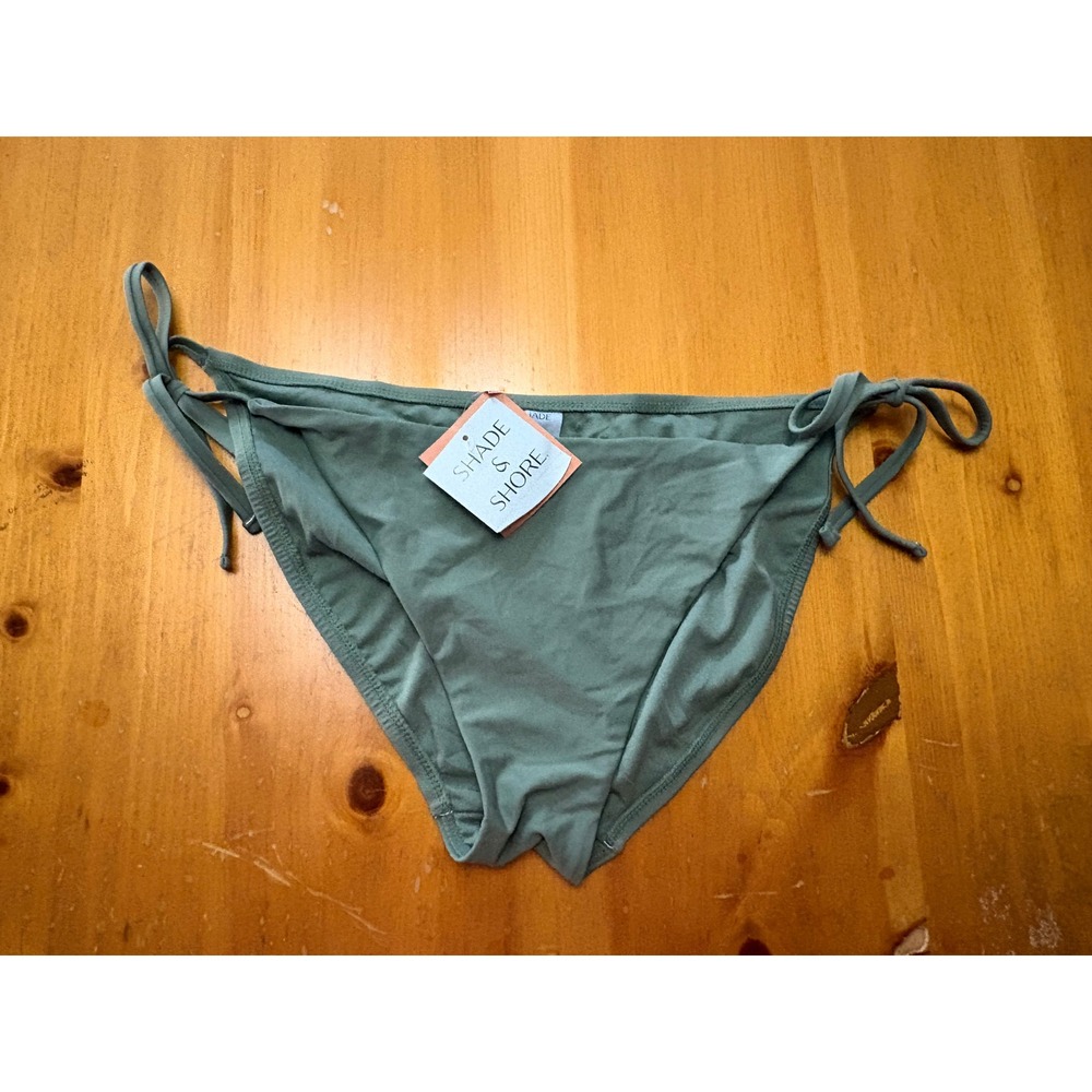 Shade & Shore Women Sage Green Side Tie Bikini Bottom Swimsuit Size XL NWT